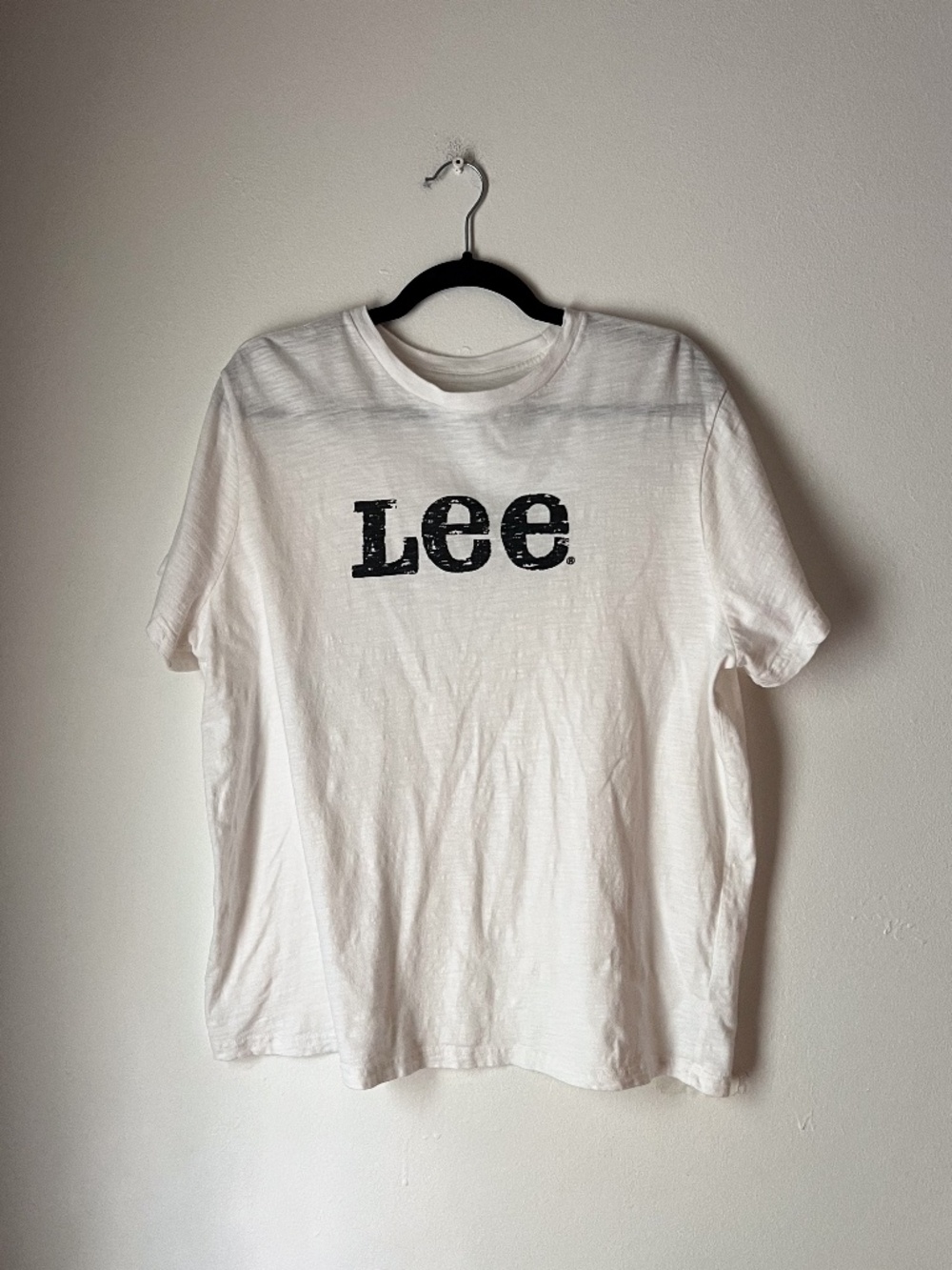 Lee Distressed Logo Graphic Tee White Slub Cotton T-Shirt XL |  Vintage inspired